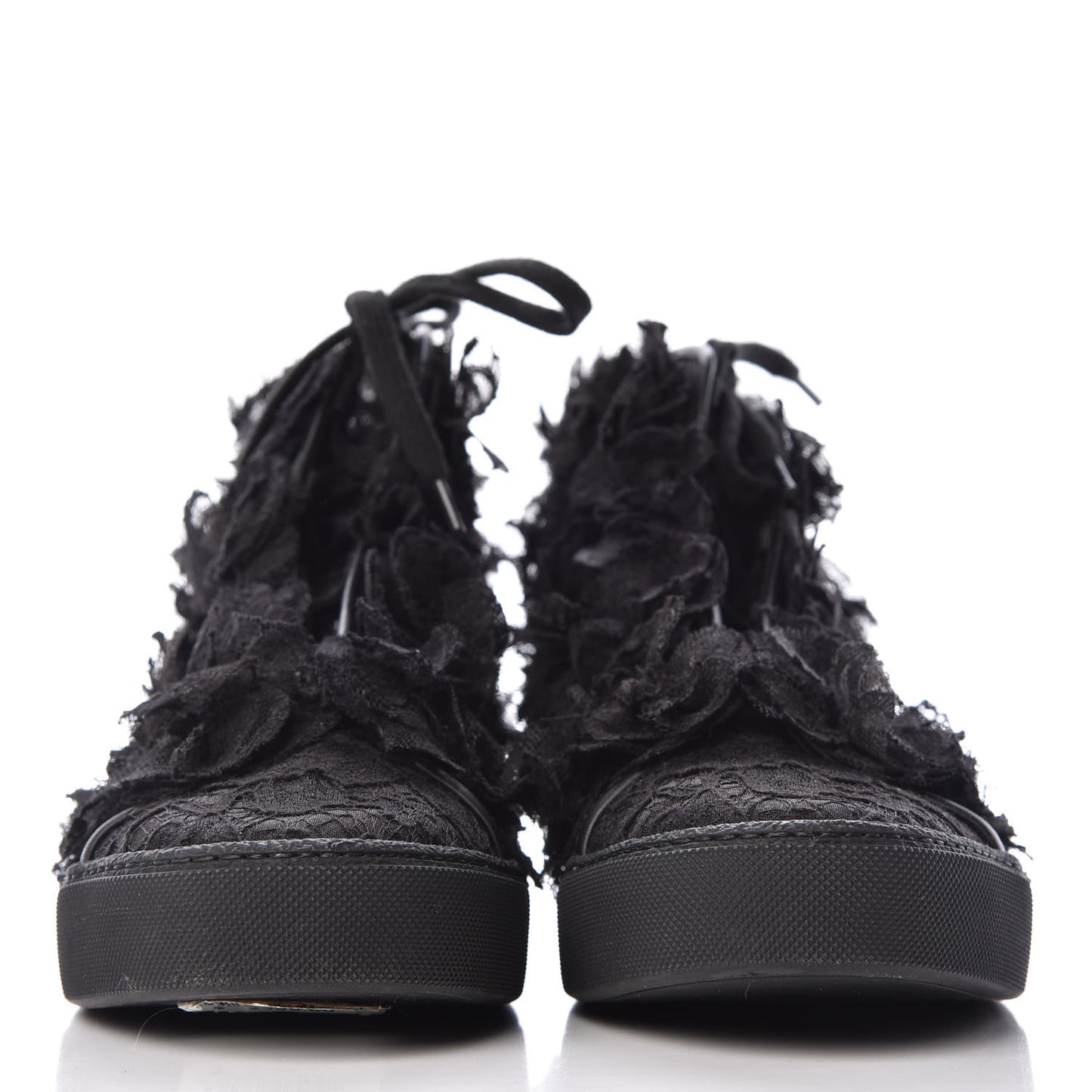 Camellia High Top Floral Lace Mesh Sneakers 38 Black
