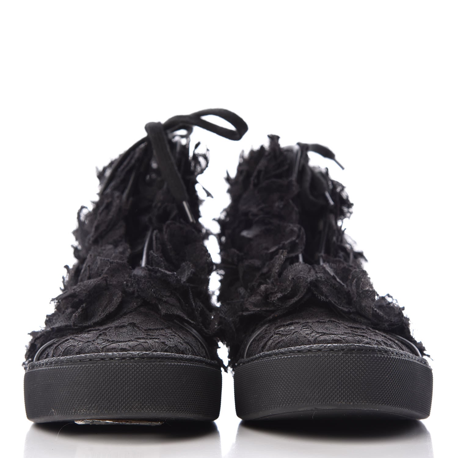 Chanel Camellia High Top Floral Lace Mesh Sneakers 38 Black 3 of 10