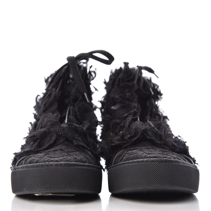 Chanel Camellia High Top Floral Lace Mesh Sneakers 38 Black 3 of 10