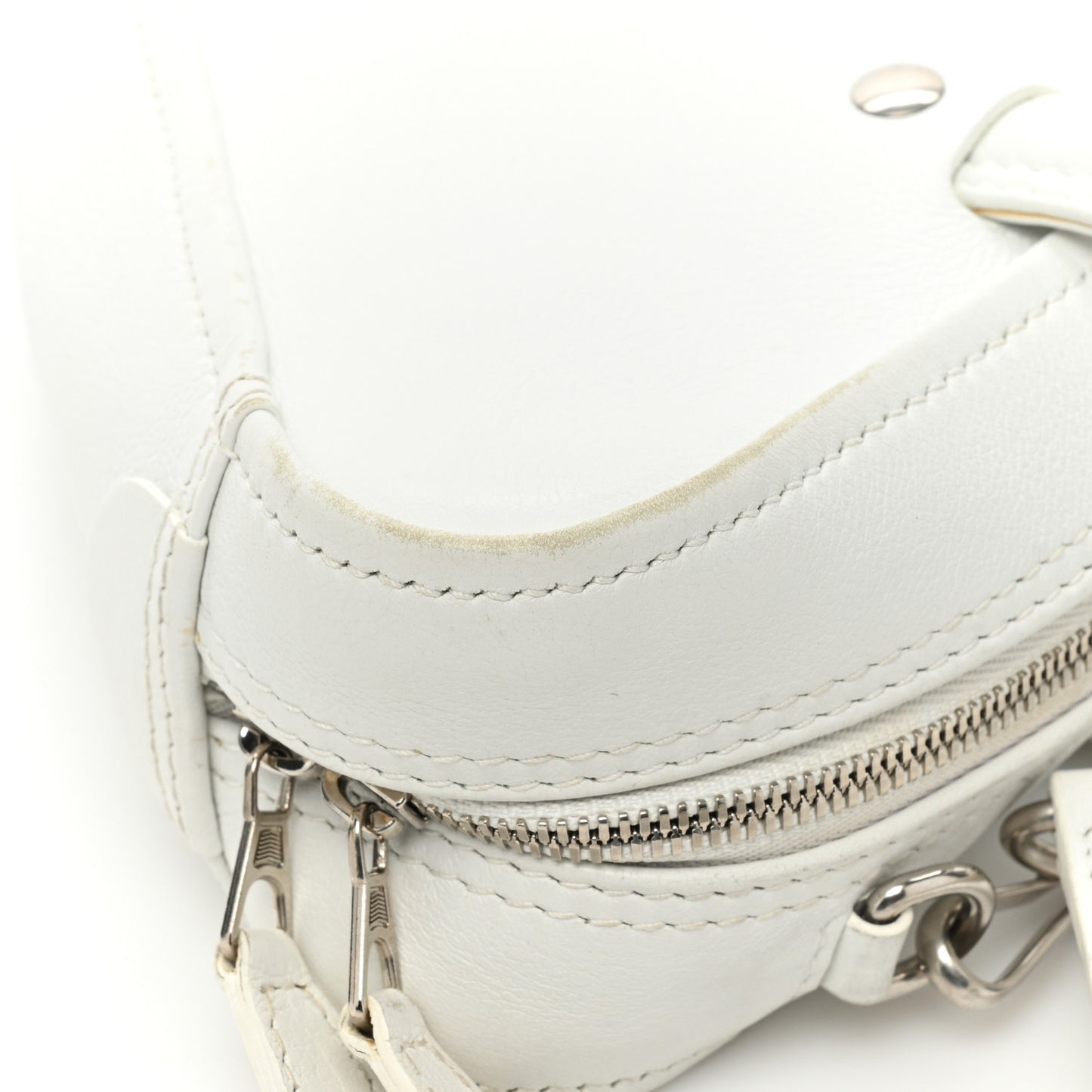 Calfskin XS Triangle Chain Duffle White