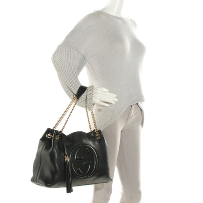 Gucci Pebbled Calfskin Medium Soho Chain Shoulder Bag Black 2 of 7