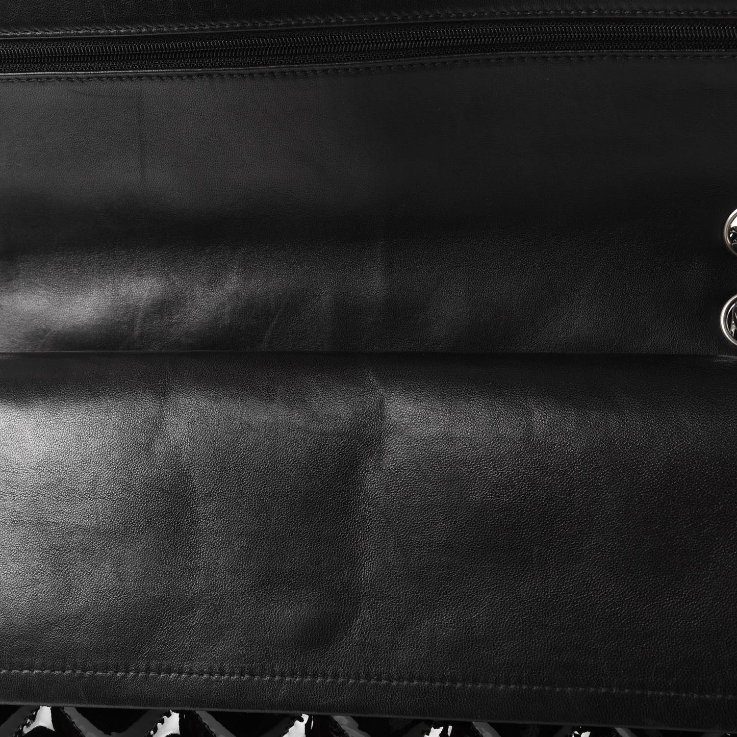 Patent Quilted Maxi Double Flap Black