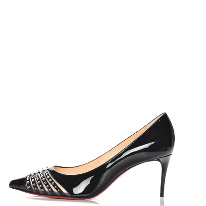Christian Louboutin Patent Kid Bareta 70 Pumps 37.5 Black Silver 1 of 10