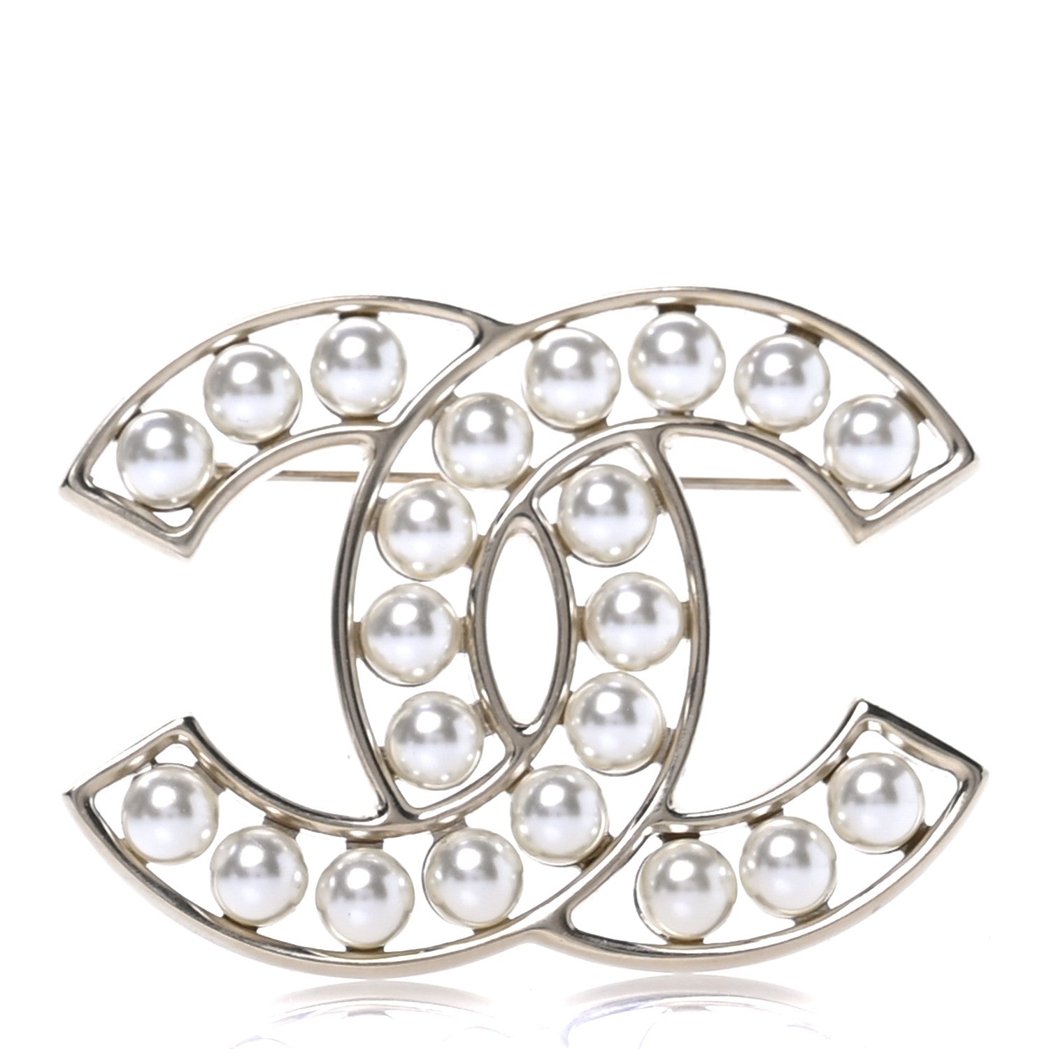 Chanel Pearl CC Brooch Light Gold 1 of 4