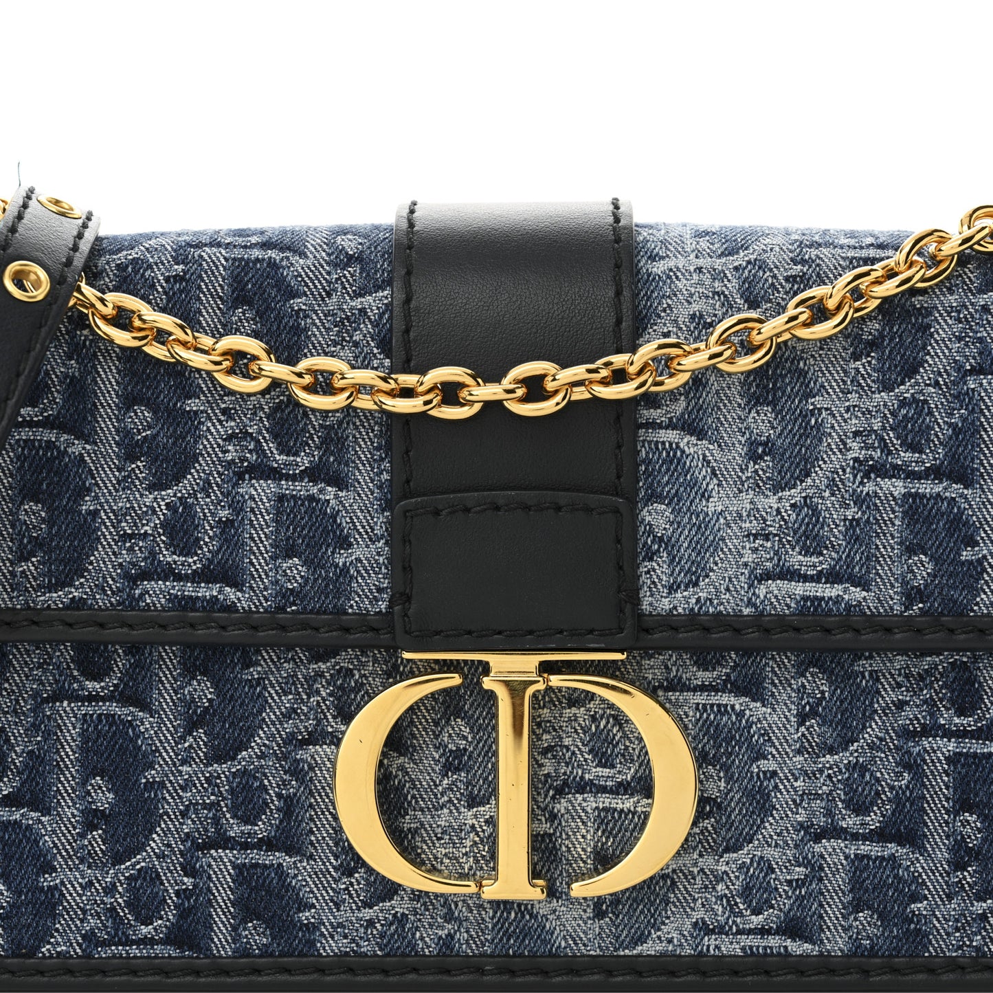 Denim Oblique 30 Montaigne East West Chain Flap Bag