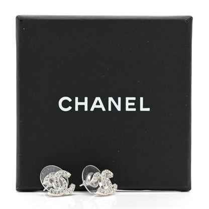 Chanel Crystal Timeless CC Earrings Silver 5 of 5