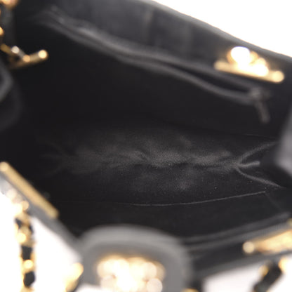 Chanel Satin Quilted Crystal CC Shoulder Bag Black 5 of 10