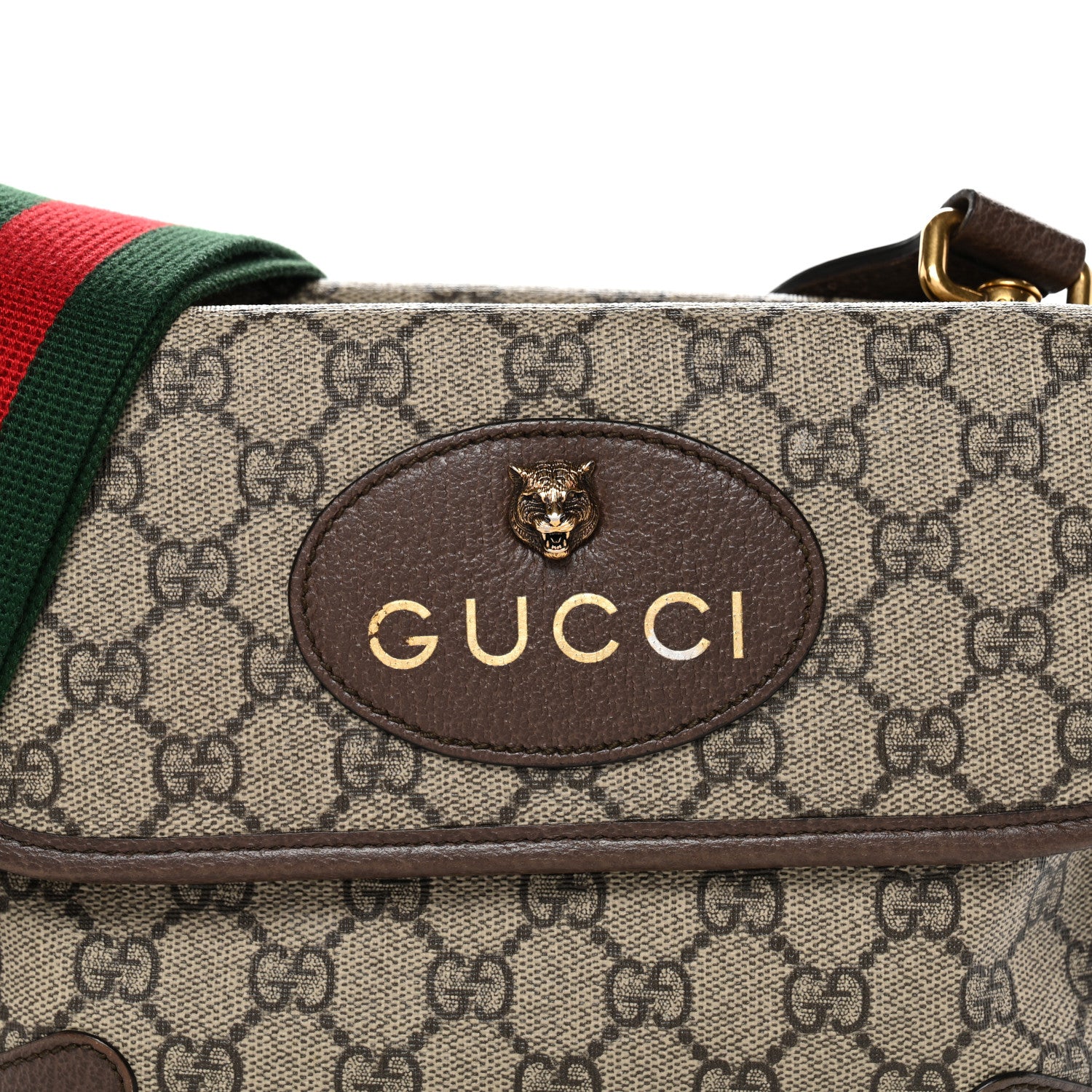 Gucci GG Supreme Monogram Web Small Neo Vintage Double Flap Messenger Bag Beige New Acero 8 of 16
