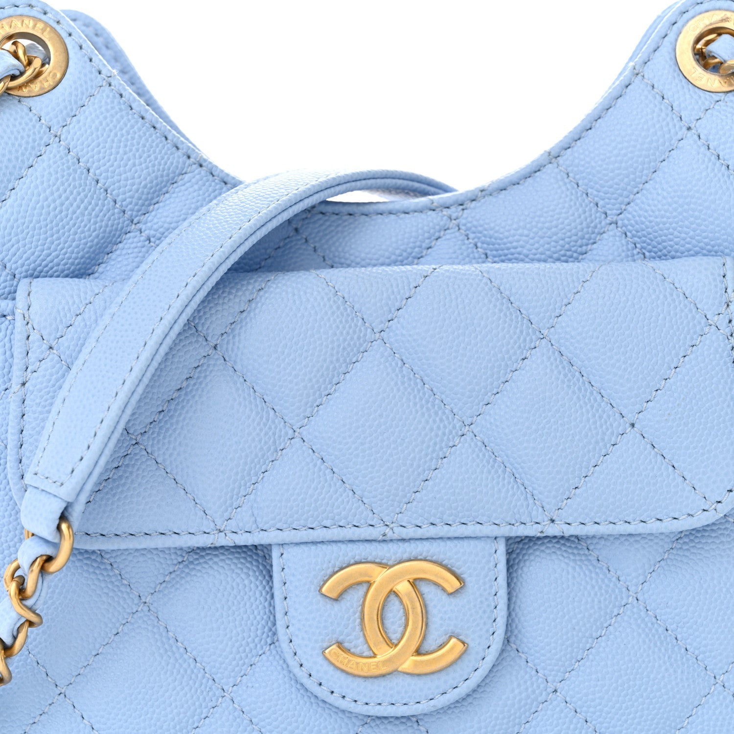 Chanel Caviar Quilted Small Wavy CC Hobo Light Blue 6 of 7