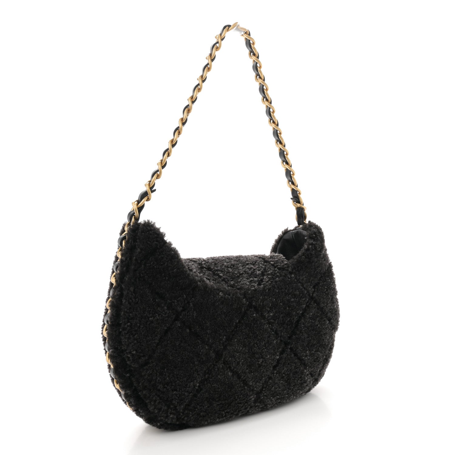 Chanel Shearling Quilted Hobo Black 3 of 10