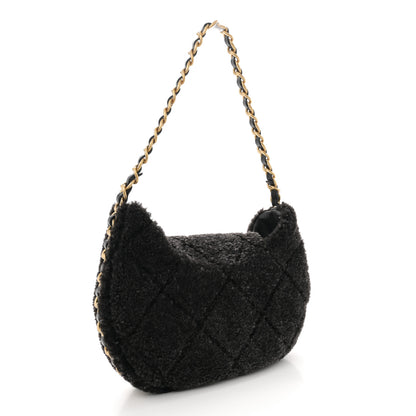 Chanel Shearling Quilted Hobo Black 3 of 10