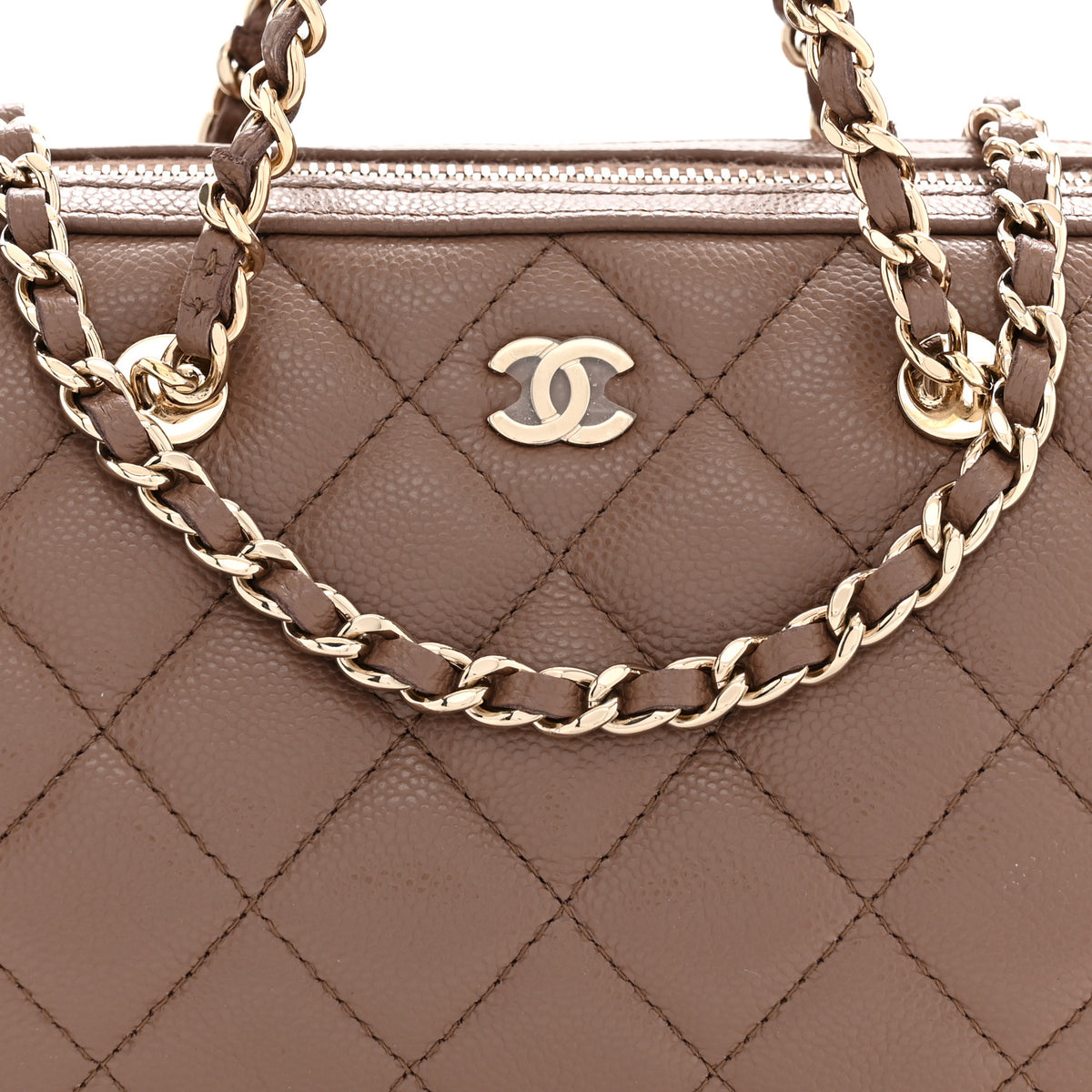 Chanel Caviar Quilted Barrel Clutch With Chain Brown 8 of 10