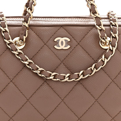 Chanel Caviar Quilted Barrel Clutch With Chain Brown 8 of 10
