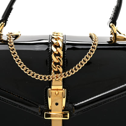 Gucci Mousse Top Patent Mini Sylvie 1969 Top Handle Bag Black 8 of 13
