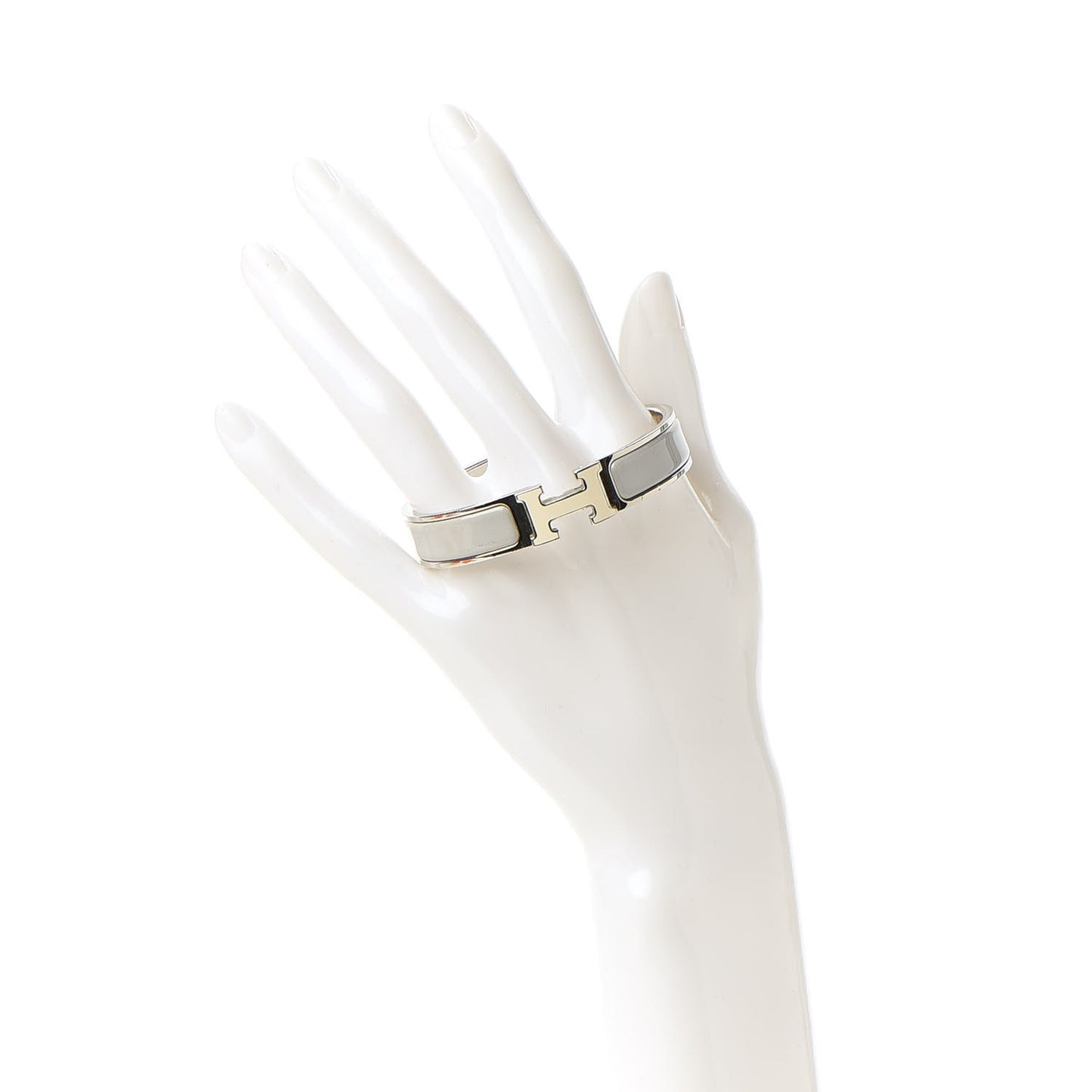 Enamel Narrow Clic Clac H Bracelet PM Blanc Gris Clair