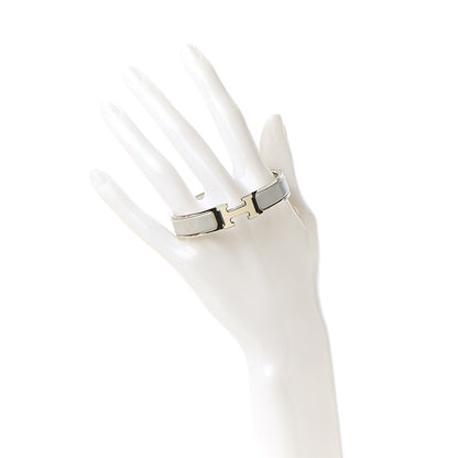 Hermes Enamel Narrow Clic Clac H Bracelet PM Blanc Gris Clair 2 of 7