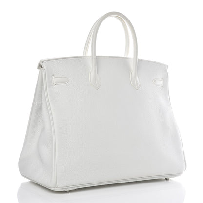 Hermes Taurillon Clemence Birkin 40 White 3 of 39