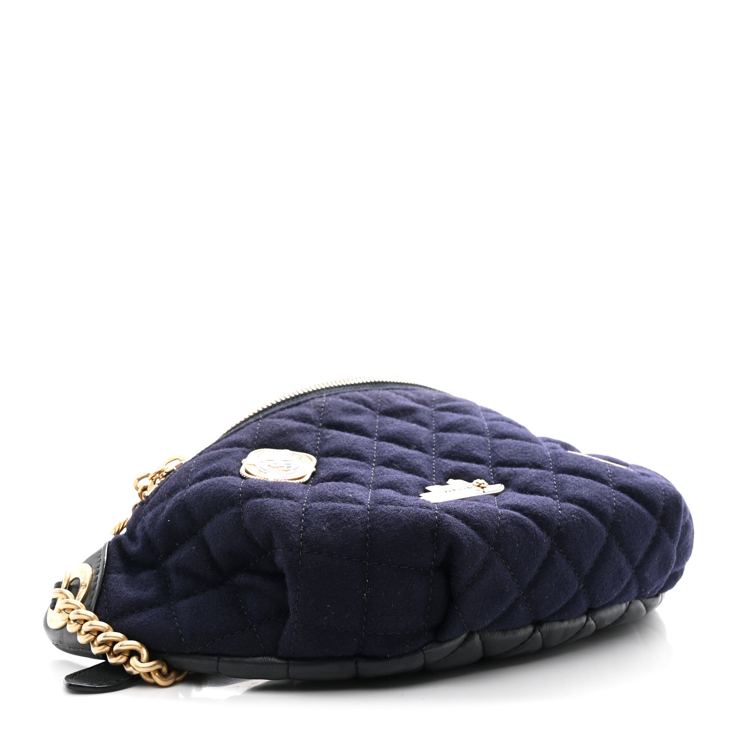 Chanel Wool Lambskin Quilted Paris Hamburg Charms Waist Bag Dark Navy 4 of 10