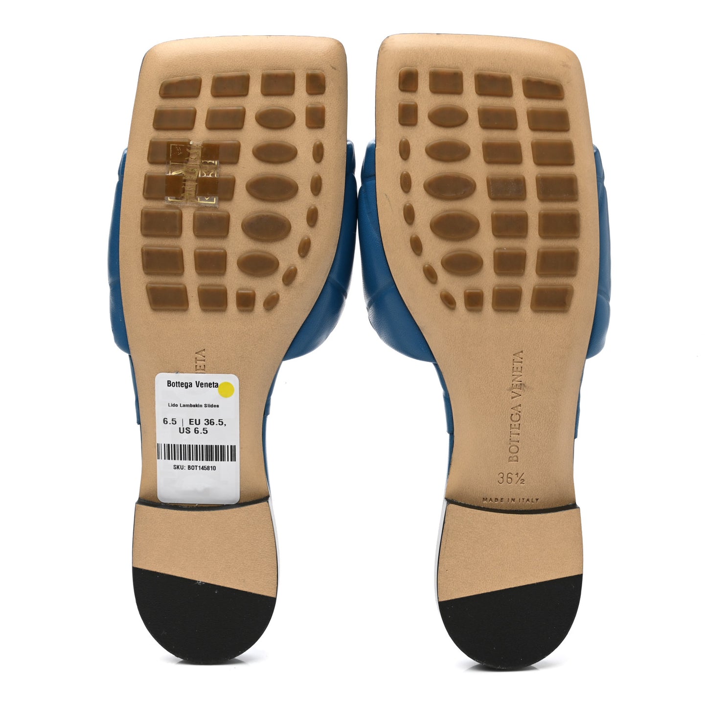 Nappa Quilted Rubber Lido Flat Sandals 36.5 Pacific