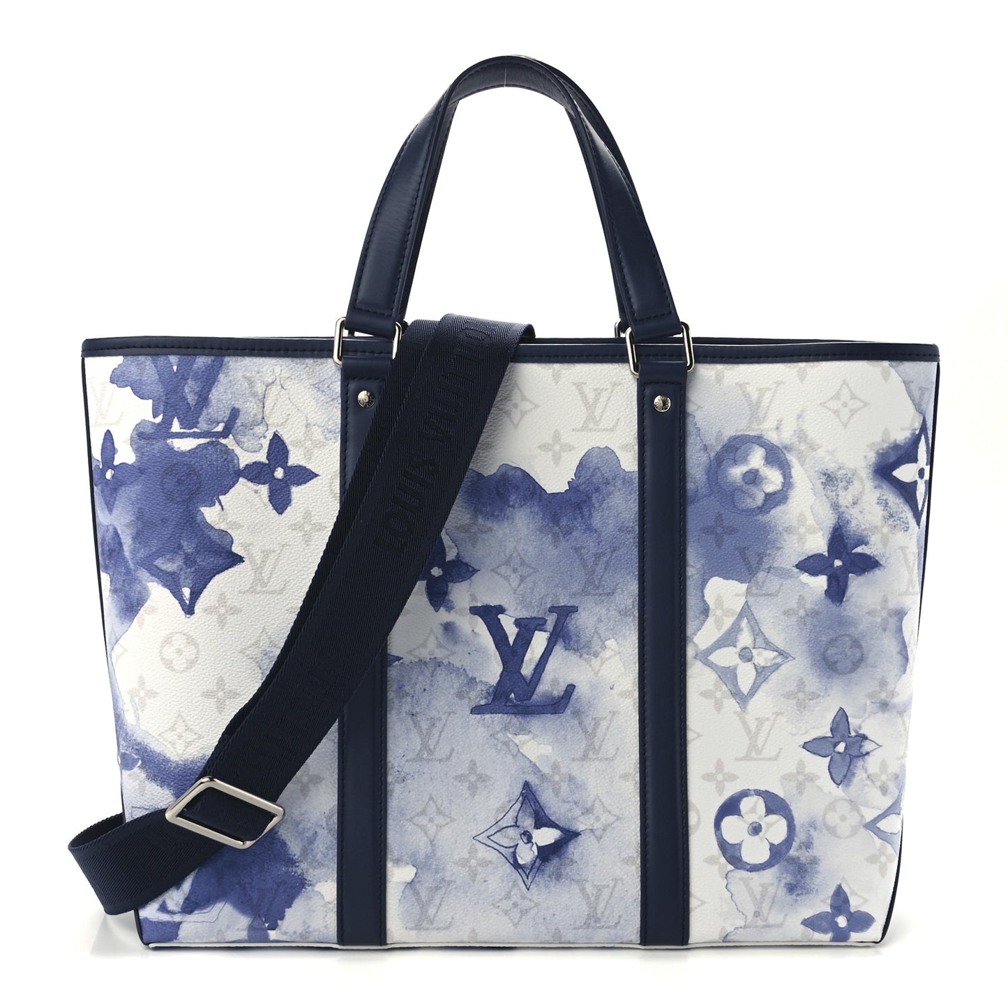Monogram Watercolor Weekend Tote PM Blue