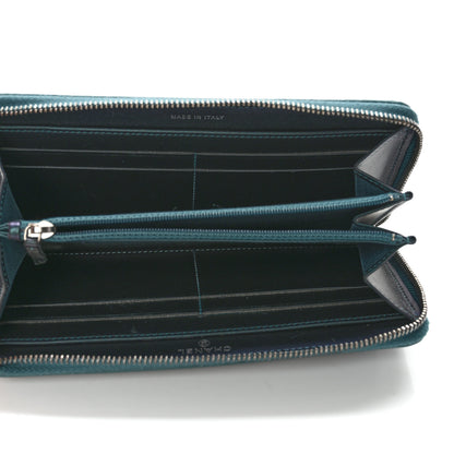 Chanel Iridescent Caviar Quilted Medium Filigree Zip Around Wallet Dark Turquoise 4 of 10