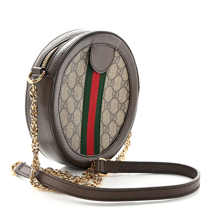 Gucci GG Supreme Monogram Web Mini Ophidia Round Shoulder Bag Brown 3 of 12