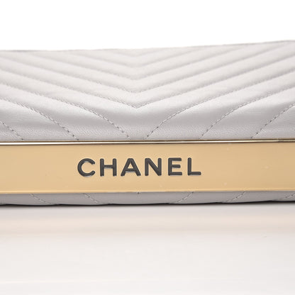 Chanel Lambskin Chevron Quilted Trendy CC Wallet On Chain WOC Grey 9 of 9
