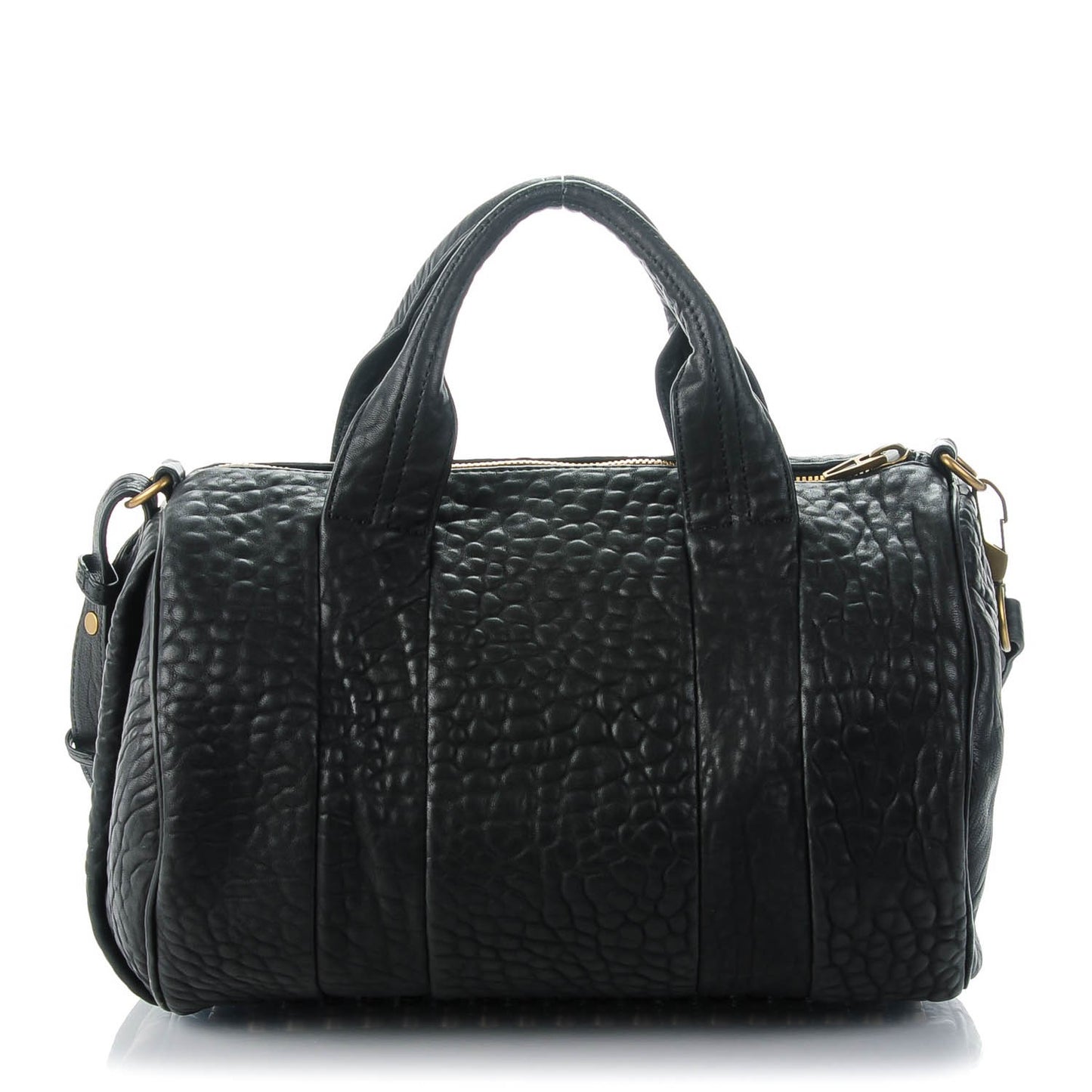 Pebbled Lambskin Rocco Black Antique Brass Hardware
