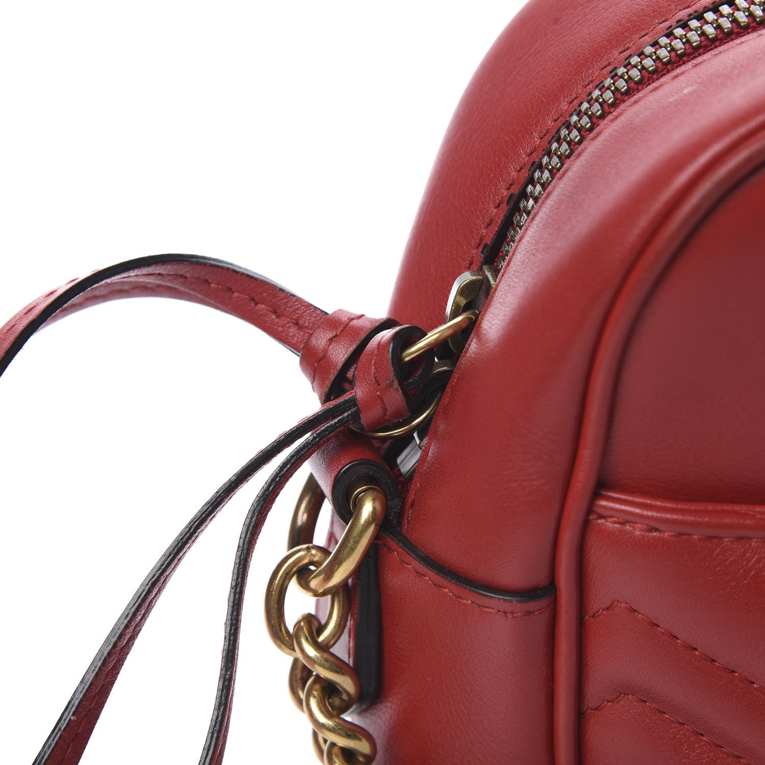 Gucci Calfskin Matelasse Medium GG Marmont Chain Shoulder Bag Hibiscus Red 19 of 19