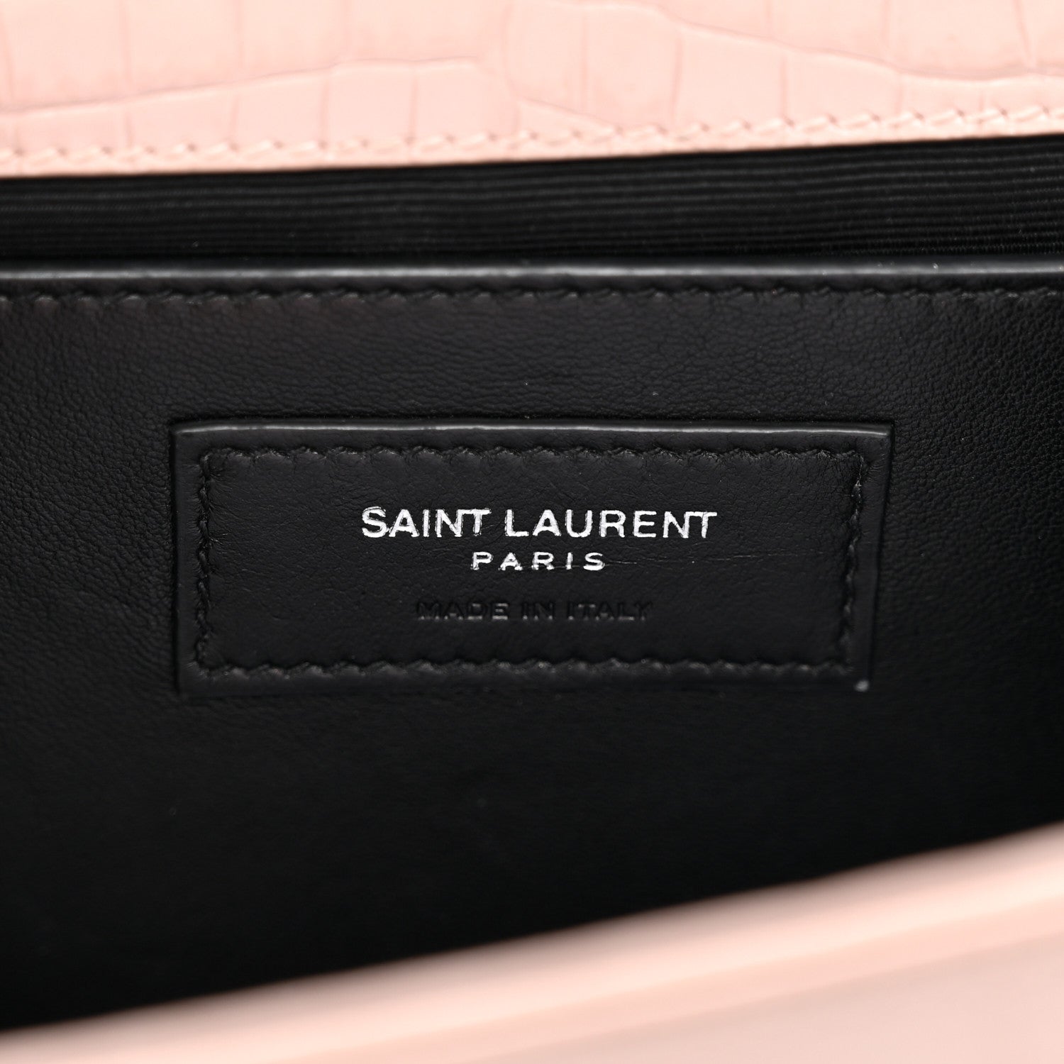 Saint Laurent Calfskin Crocodile Embossed Medium Classic Monogram Kate Tassel Satchel Powder Pink 6 of 16