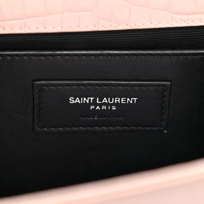 Saint Laurent Calfskin Crocodile Embossed Medium Classic Monogram Kate Tassel Satchel Powder Pink 6 of 16