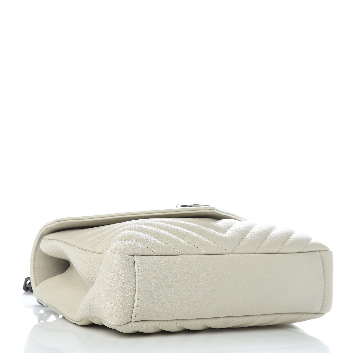 Sheepskin Matelasse Chevron Monogram Medium College Bag Dove White