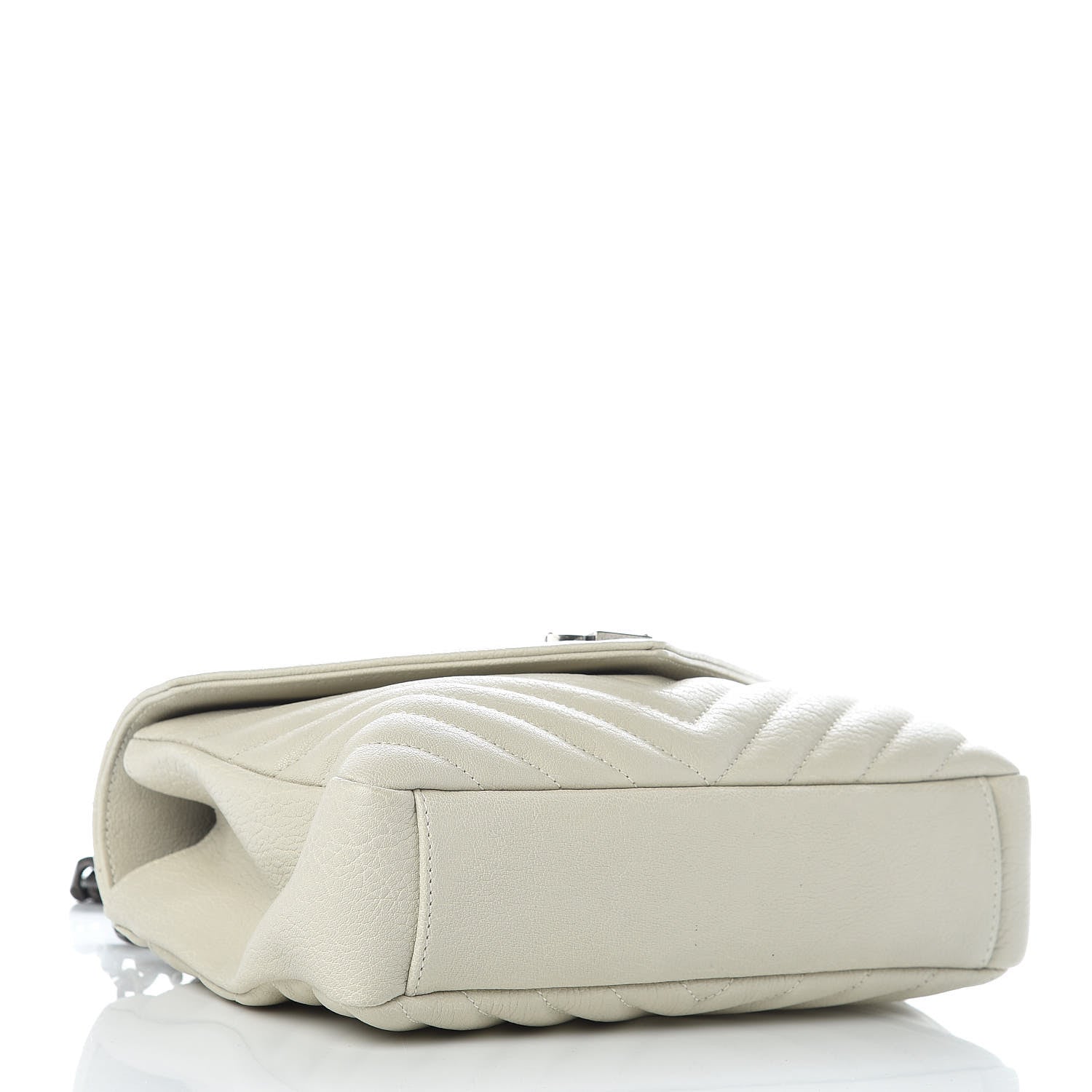Saint Laurent Sheepskin Matelasse Chevron Monogram Medium College Bag Dove White 4 of 9
