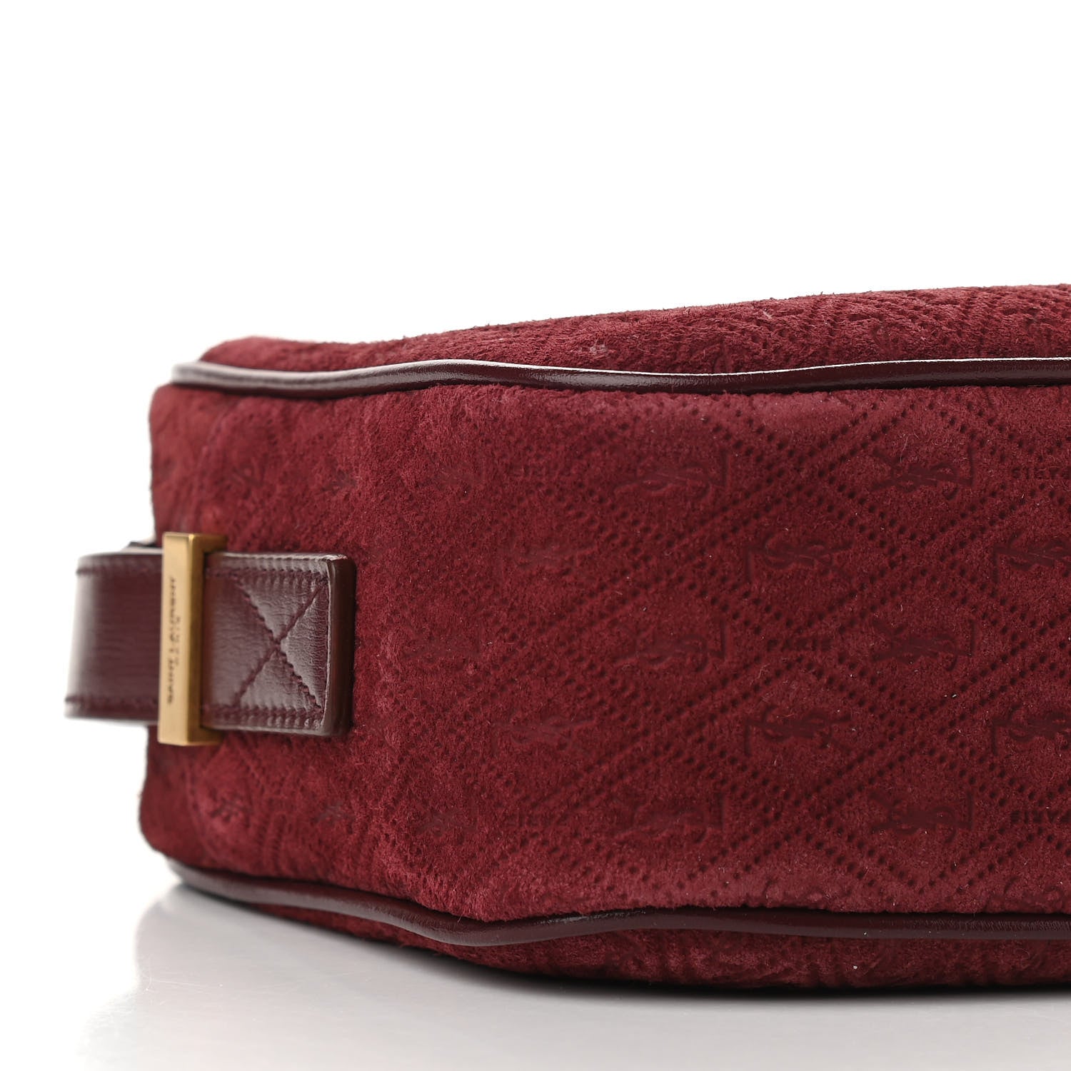Saint Laurent Suede Monogram All Over Camera Bag Burgundy 9 of 11
