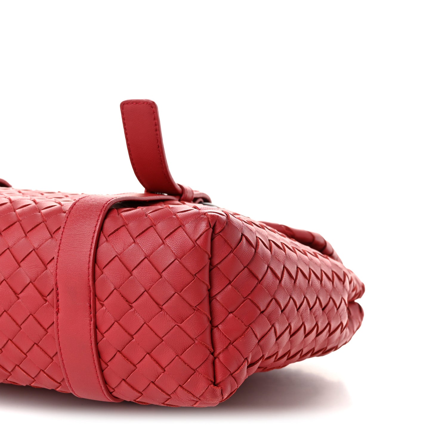 Nappa Intrecciato Flap Satchel Red
