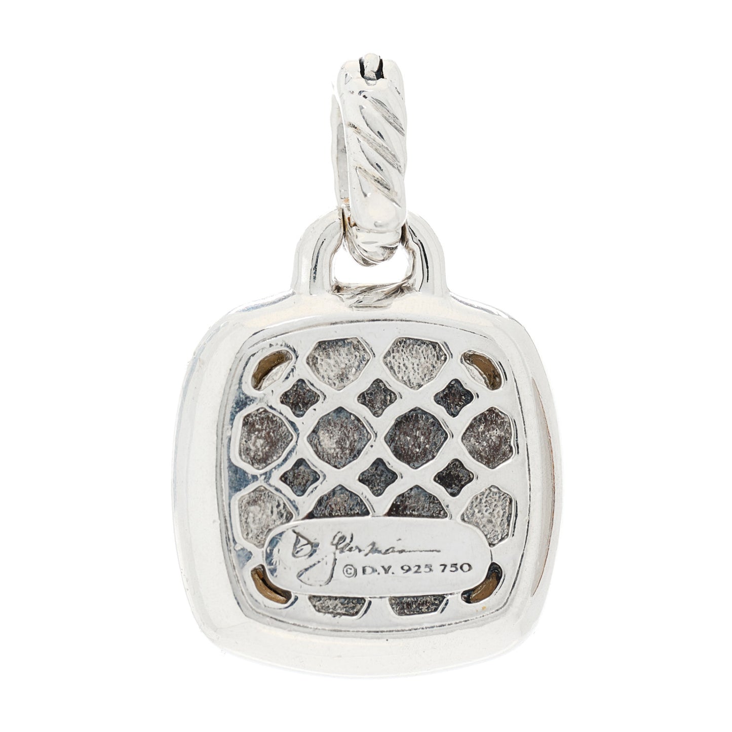 Sterling Silver 18K Yellow Gold Diamond Smoky Quartz 14mm Albion Enhancer Pendant