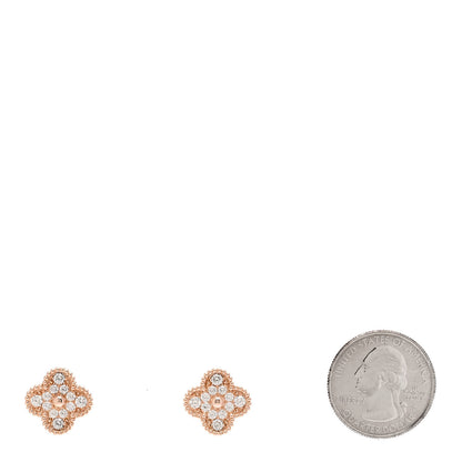 Van Cleef & Arpels 18K Rose Gold Diamond Vintage Alhambra Earrings 2 of 5