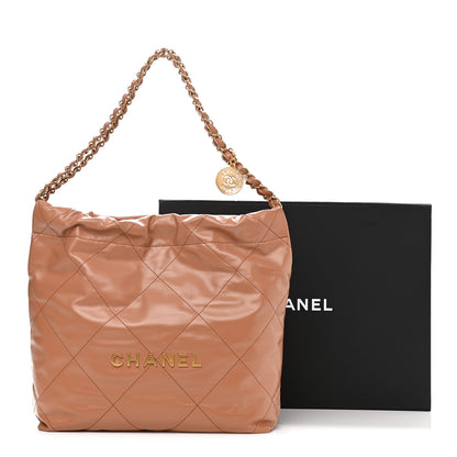 Chanel Shiny Calfskin Quilted Small Chanel 22 Camel 12 of 12