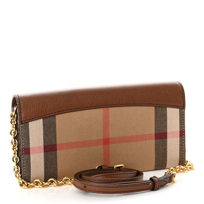 Burberry Derby Calfskin House Check Henley Wallet On Chain Tan 3 of 14