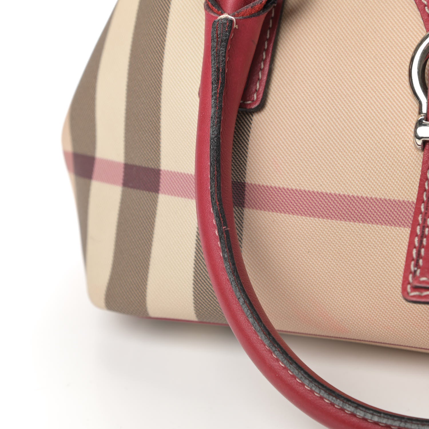 Burberry House Check Top Handle Bag Red 15 of 19
