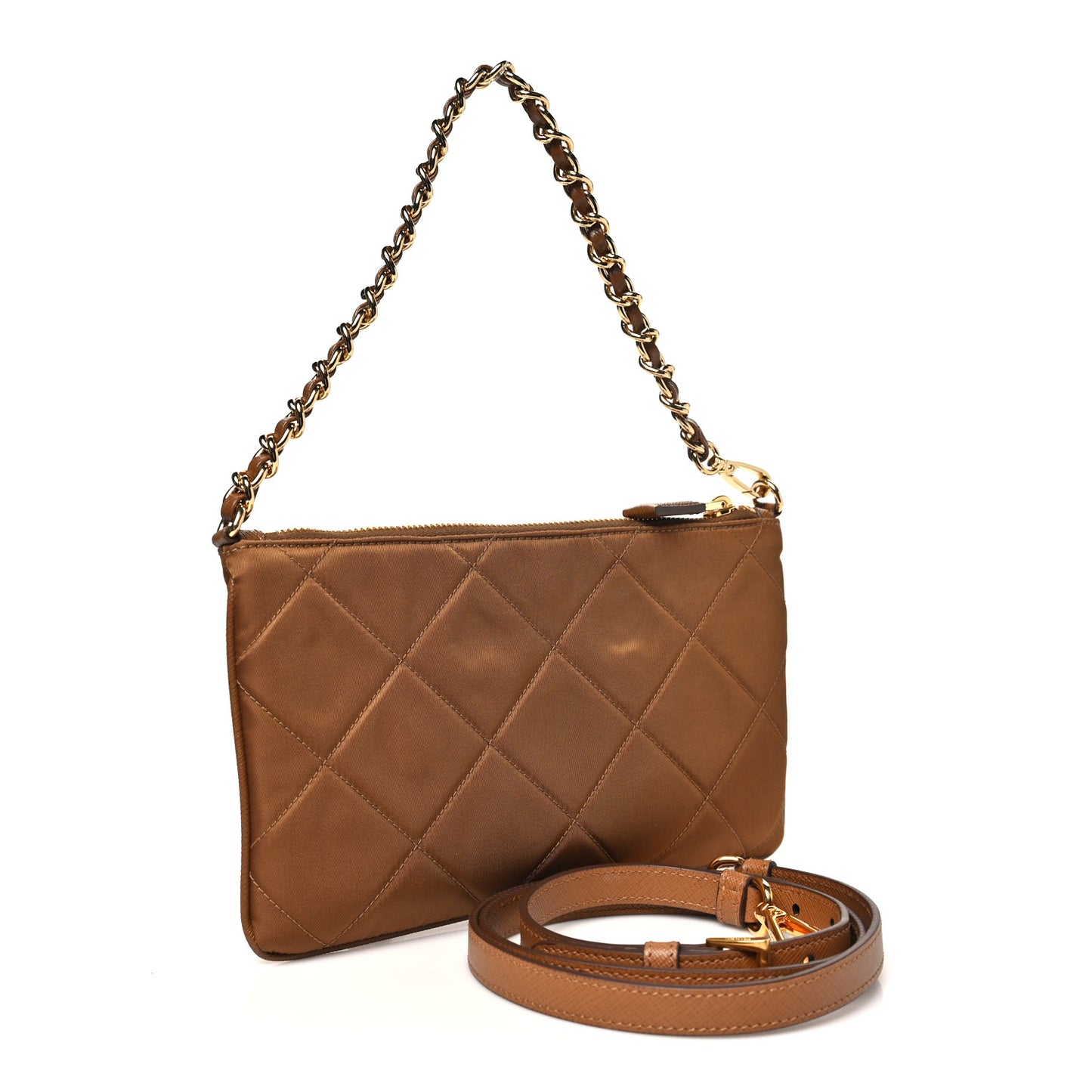 Re-Nylon Tessuto Impuntu Quilted Re-Edition 1995 Chaine Pouch Brandy