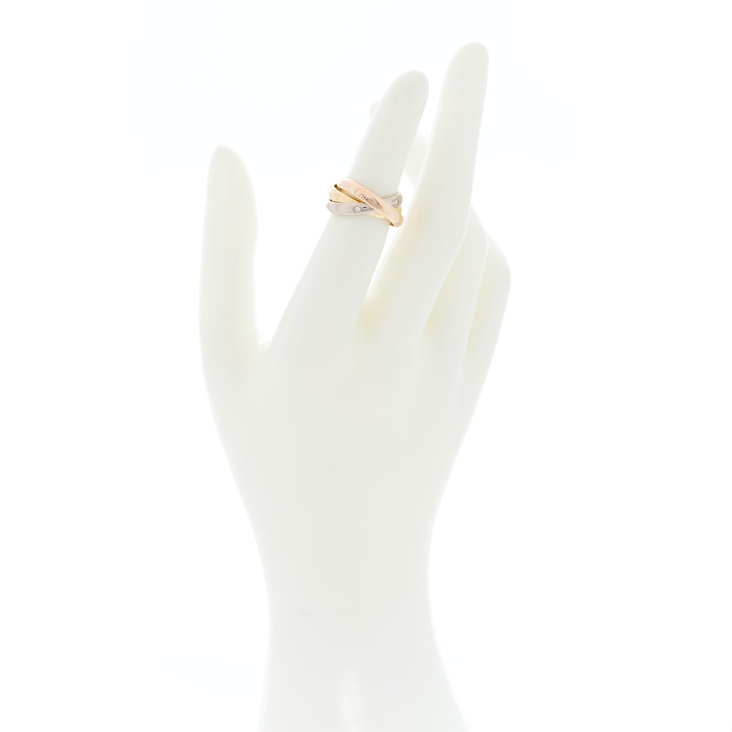 18K Pink Yellow White Gold Diamond Trinity Ring 51 5.75