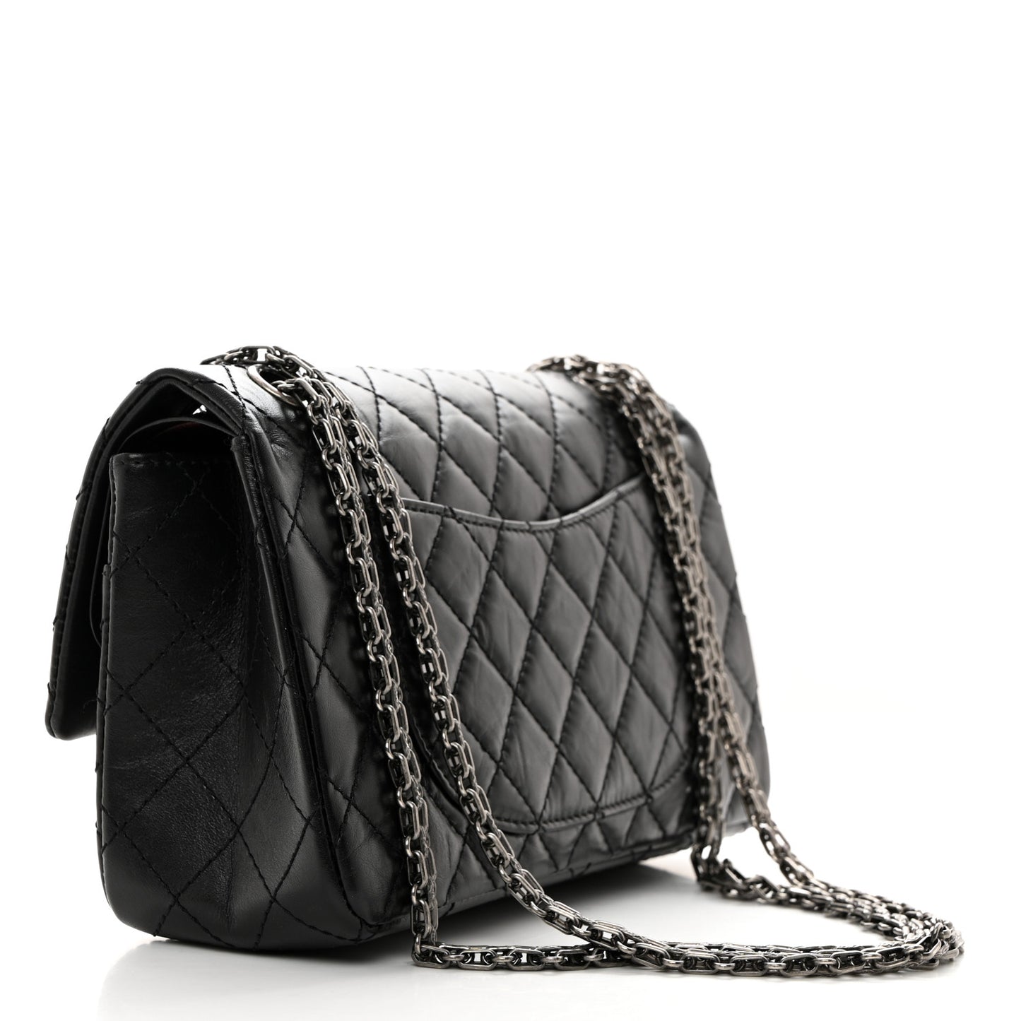 Aged Calfskin Quilted 2.55 Reissue 225 Flap Black