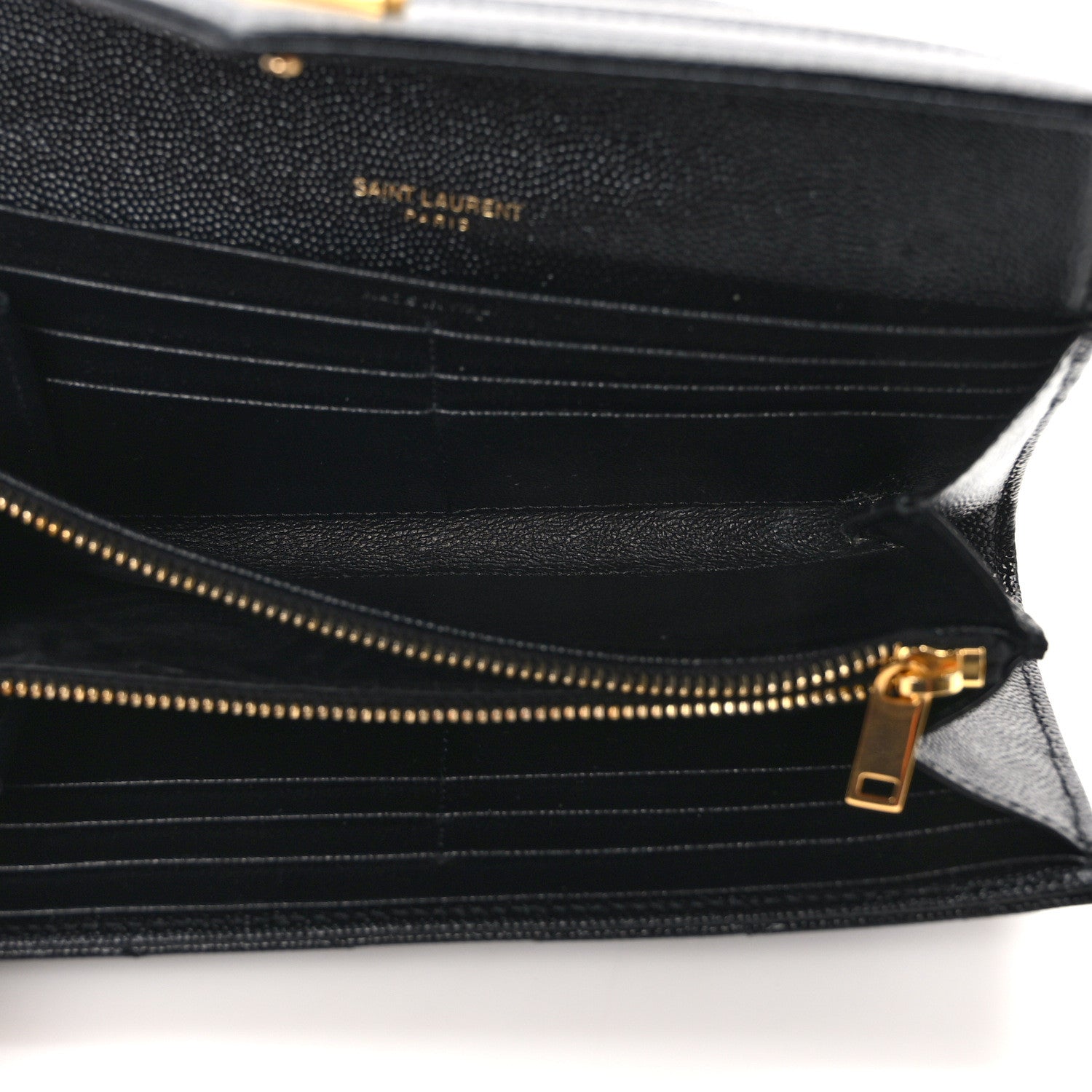 Saint Laurent Grain De Poudre Matelasse Chevron Monogram Flap Wallet Black 5 of 11