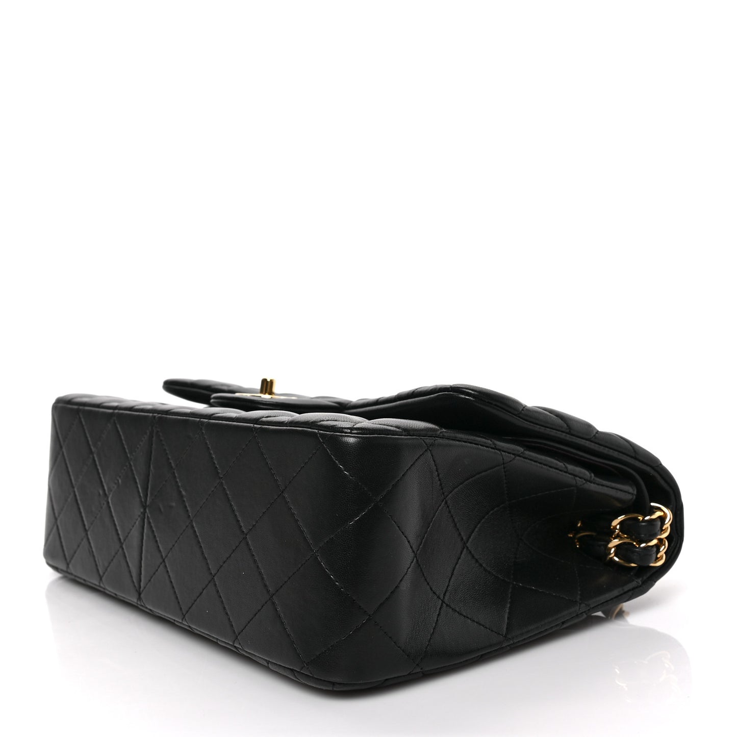 Lambskin Quilted Jumbo Double Flap Black