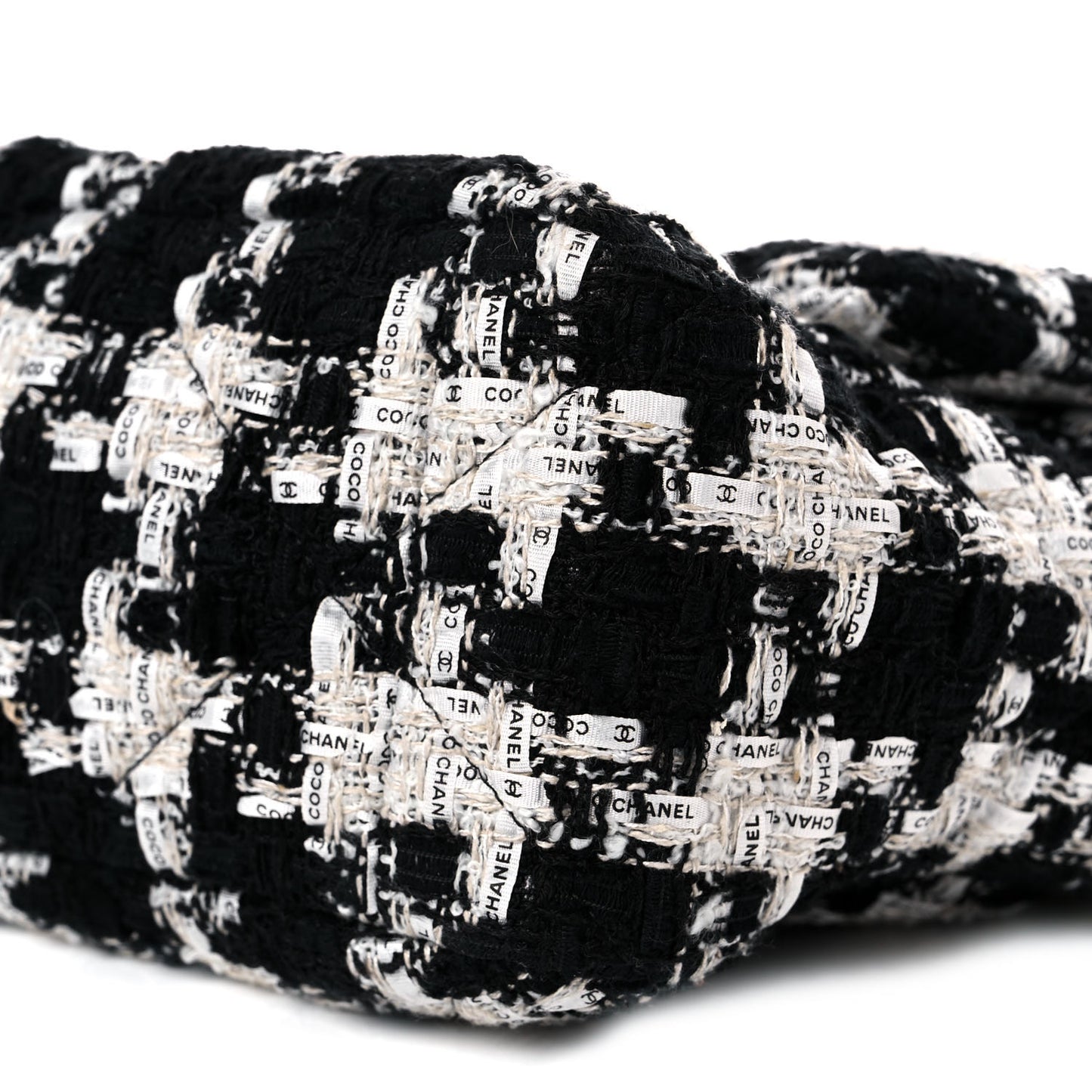 Tweed Quilted Large Chanel 19 Flap Black Ecru White