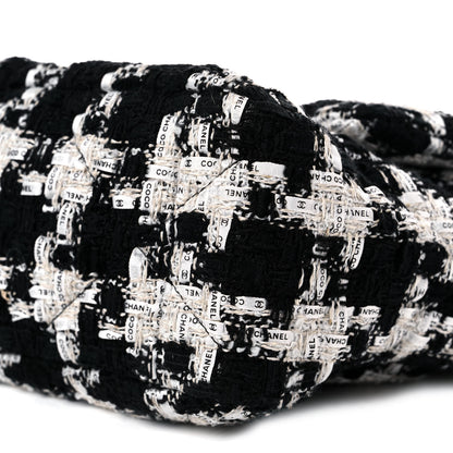 Chanel Tweed Quilted Large Chanel 19 Flap Black Ecru White 6 of 10