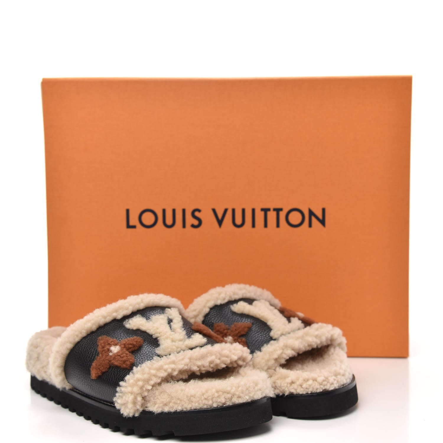 Louis Vuitton Shearling Calfskin Paseo Flat Comfort Mule 38 Beige 9 of 9