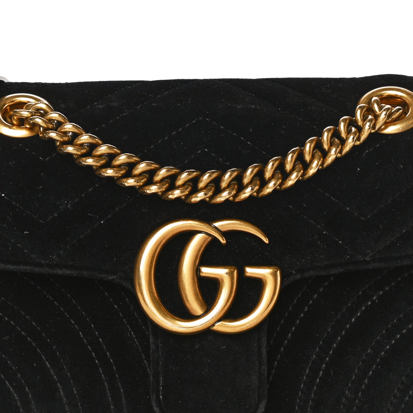 Velvet Matelasse Mini GG Marmont Shoulder Bag Black