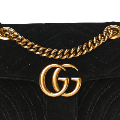Gucci Velvet Matelasse Mini GG Marmont Shoulder Bag Black 8 of 23